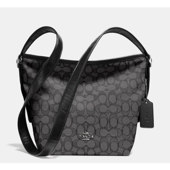 Coach Handbags - Coach Signature Crossbody Bag in Charcoal with  Black Leather V1706